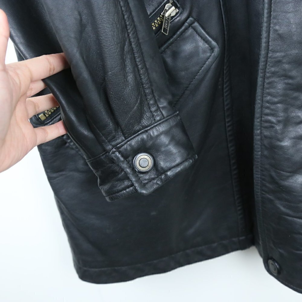 Danier Vintage Leather Olefin Oversized Filled Men's Jacket 80s Black - Picture 10 of 11